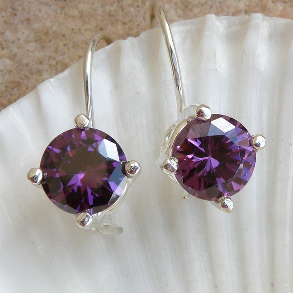 Amethyst Earrings Gift For Her, Amethyst Jewelry, Sterling Silver Earrings Gift For Teens, Purple Gemstone Earrings