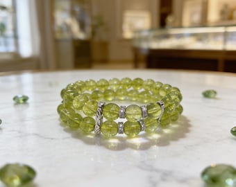 Peridoot armband met geboortesteen | Groene edelsteensieraden met augustuskralen