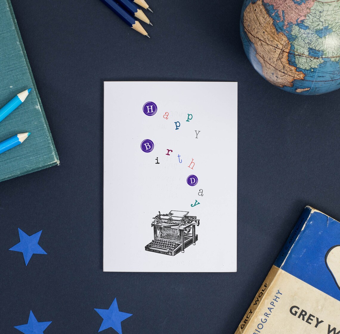 Vintage Typewriter Birthday Card Etsy