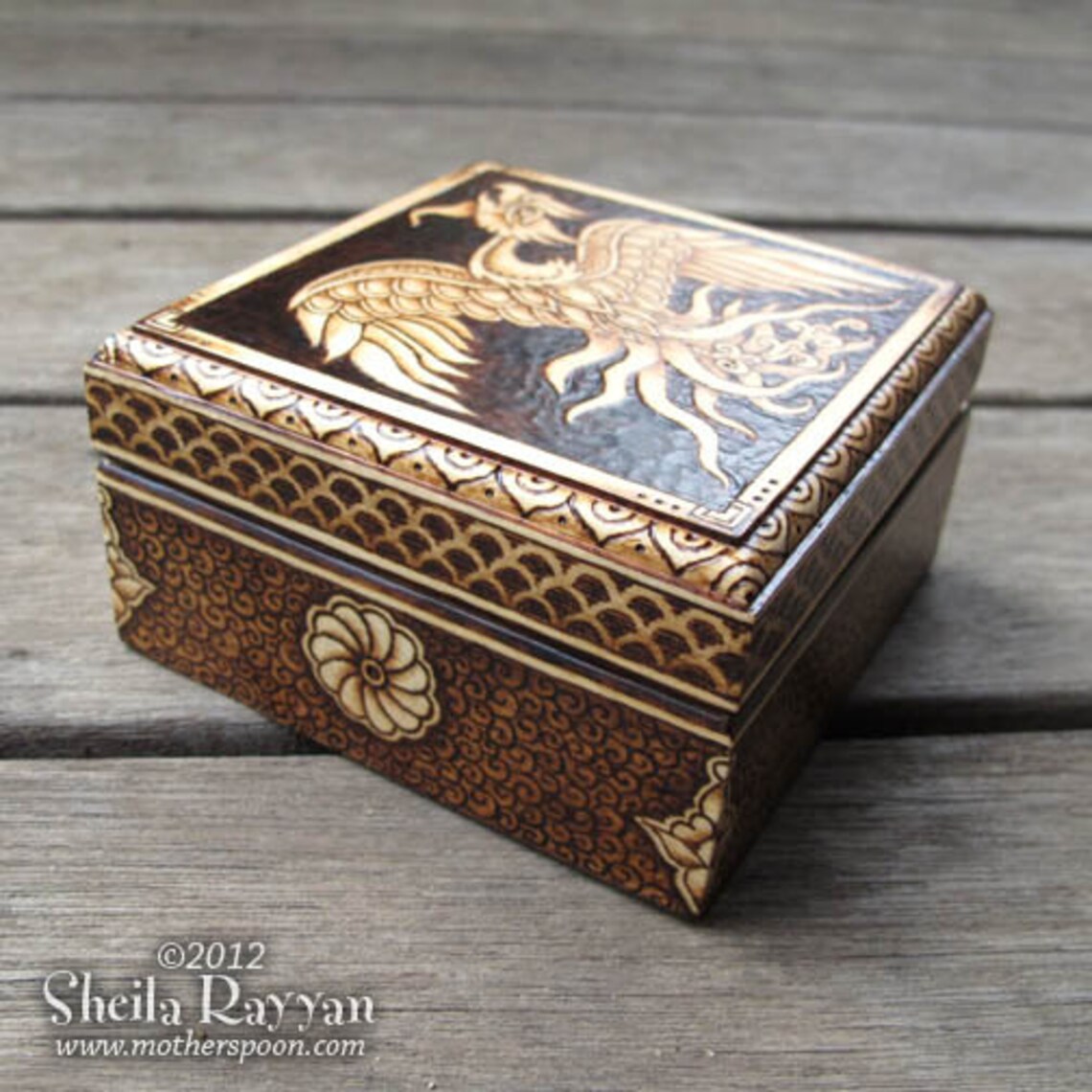 Phoenix Box Pyrography Etsy