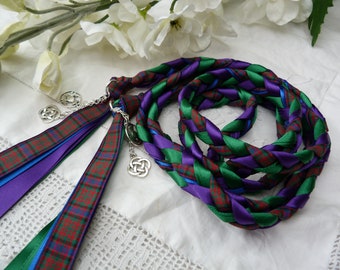 Macdonald tartan - Handfasting wedding cord- The original design - green and purple - Celtic knot and Scottish thistle charms