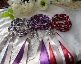 CUSTOM set of 3 wedding cords - choose your colours and charms - Handfasting, wedding, binding cords - Bespoke