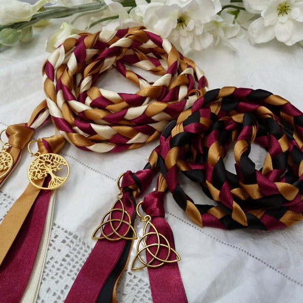 CUSTOM Set of 2 wedding cords - choose your colours and charms - handfasting binding wedding ceremony - Bespoke