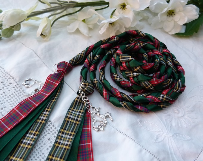 Two Tartans Handfasting Cord Choose Your Tartans and Charms Custom