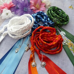 Set of 4 Elemental wedding binding cords - honouring the elements Hand fasting- fire earth water air - Can be customised