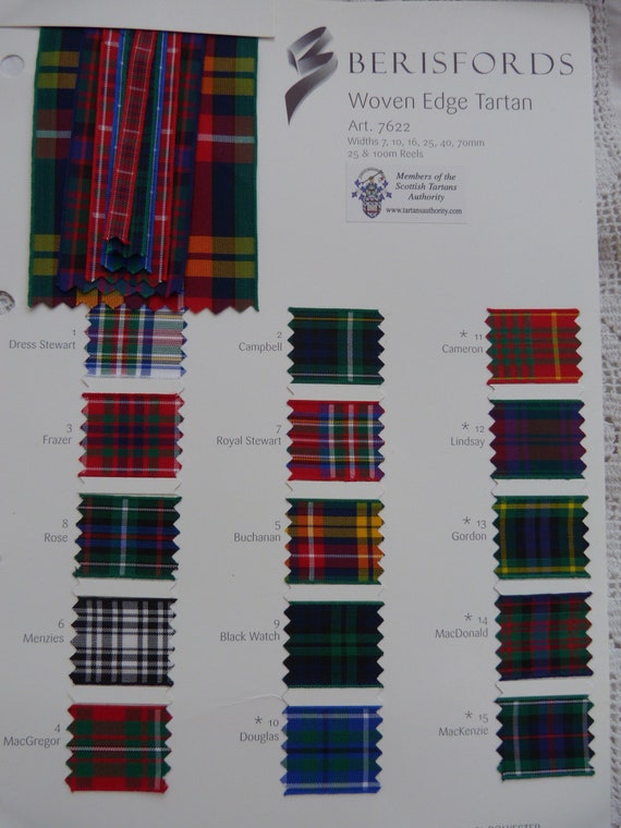 Berisfords Woven Edge Ribbon - Tartan Berisfords Woven Edge Ribbon - Tartan