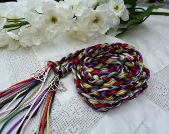 12 color - Celtic 12 strand wide weave satin silky cord - hand fasting wedding - with your choice charms