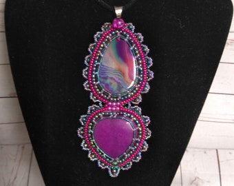 large purple and green double pendant