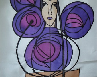 Charles Rennie Mackintosh inspired hand painted silk banner