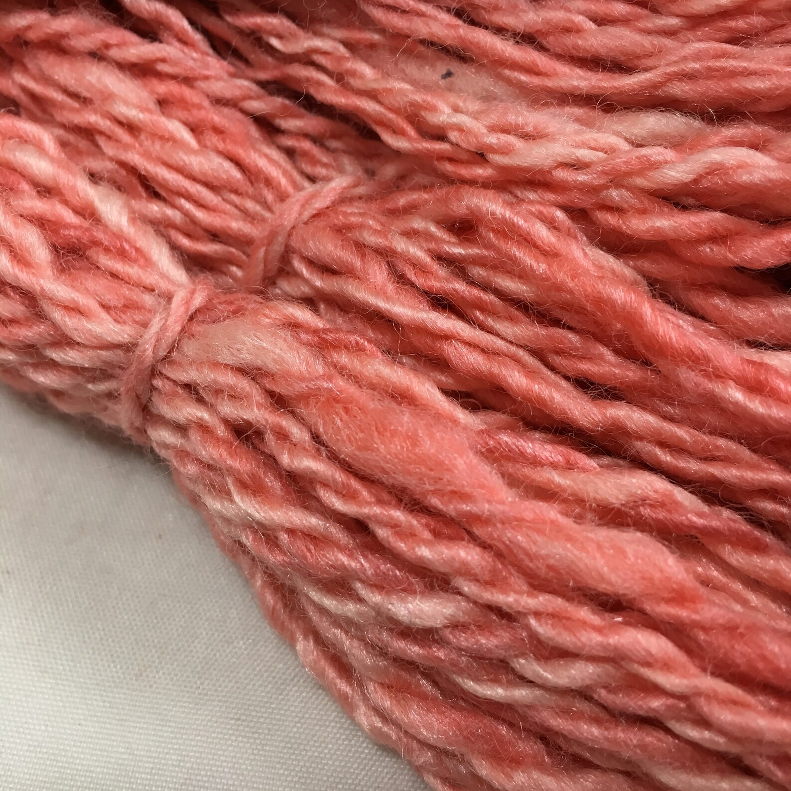 Handspun Coral Color Yarn Knit Weave Crochet 75/25 Bfl/tussah Etsy