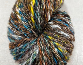 Wool yarn Spend 75 enter CODE: FREESHIP Brown Romney Shetland Hand-spun 200 yds 5.3 oz knit weave crochet  2ply hand dyed weave brown multi