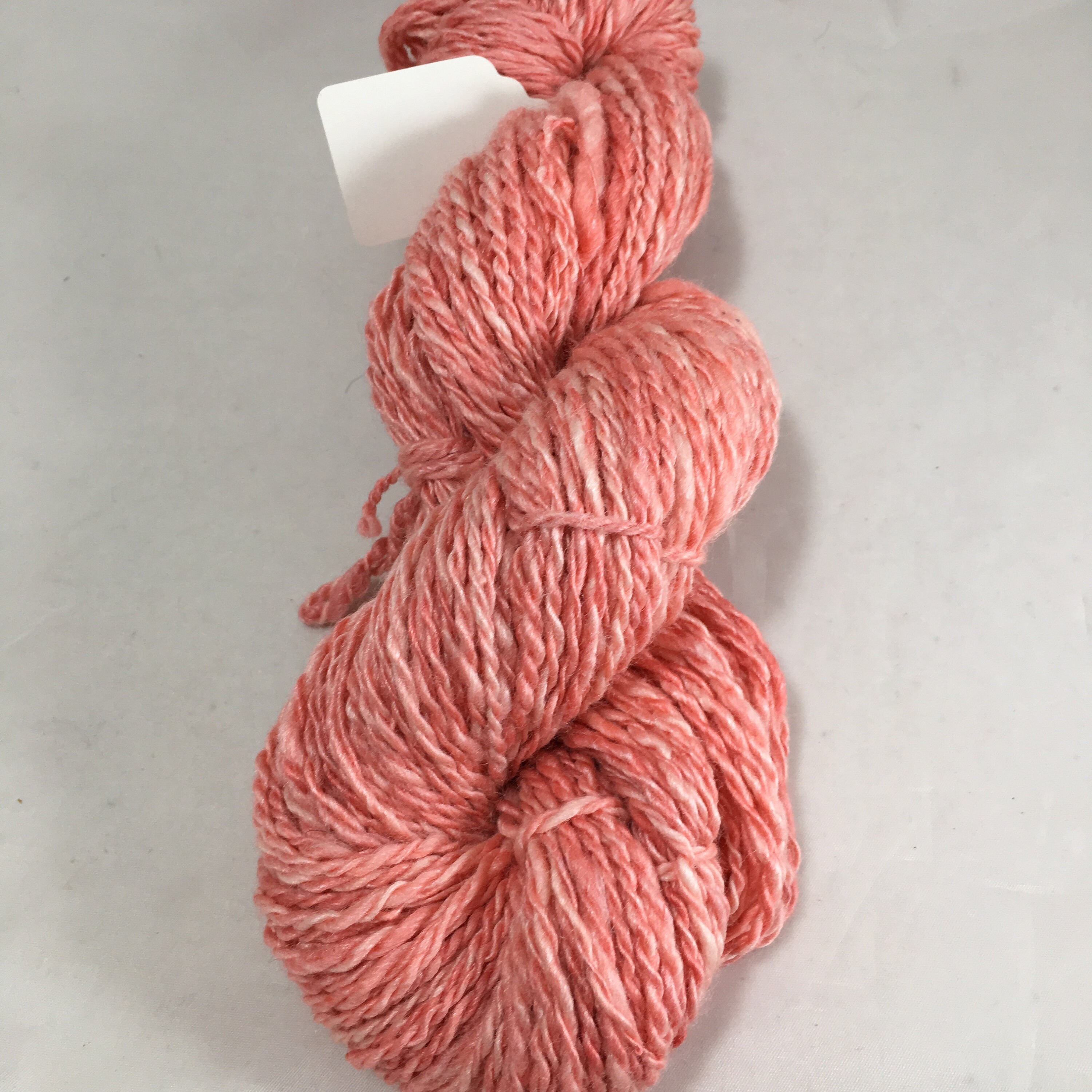 Handspun Coral color yarn knit weave crochet 75/25 BFL/Tussah Etsy