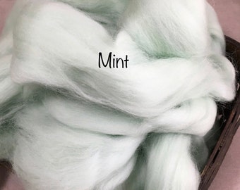 Mint Merino Wool Combed Top - 4oz Fiber for Spinning & Felting