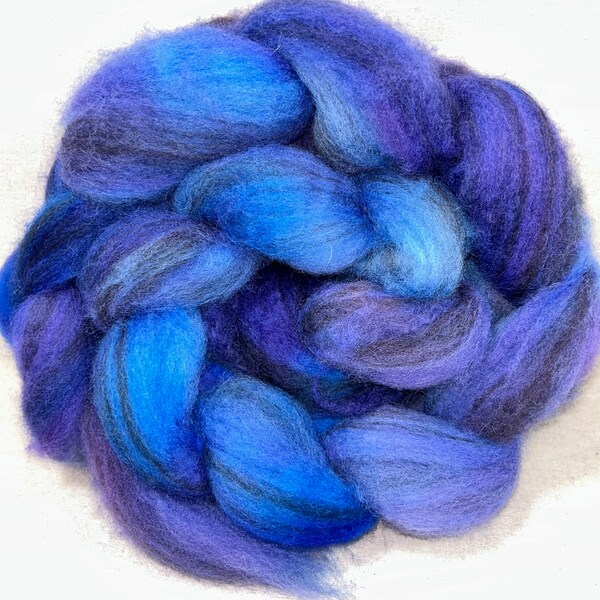 Promo code:WOOL15 Mixed BFL 4 oz Blue faced Leicester wool  Blue Violet purple spinning combed top , wet felting, fiber arts,