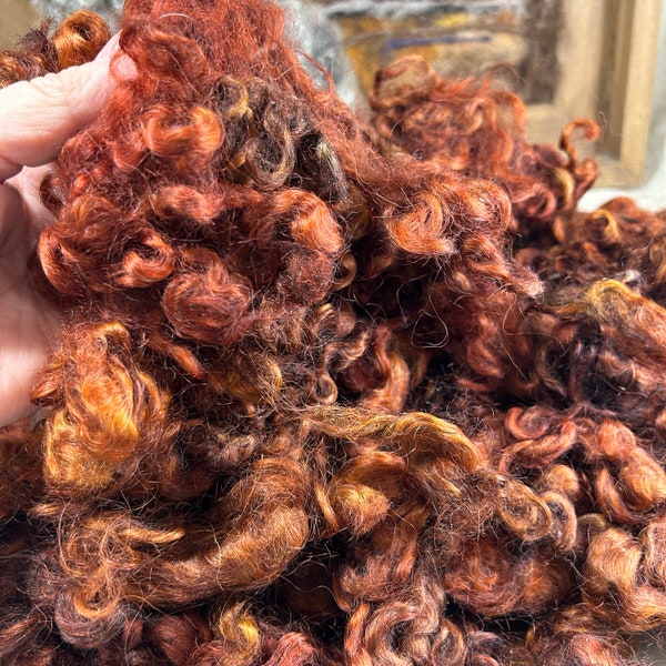 1 OZ Brown Auburn Curly locks 3-4 inch LOCKS doll hair gnome beard spinning, needle felt sheep curls