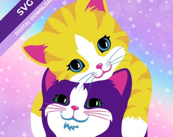 90s Bubble Kittens SVG | Neon Animal Cutting File