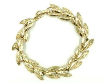 Vintage Gold Plated Leaf Motif Link Bracelet