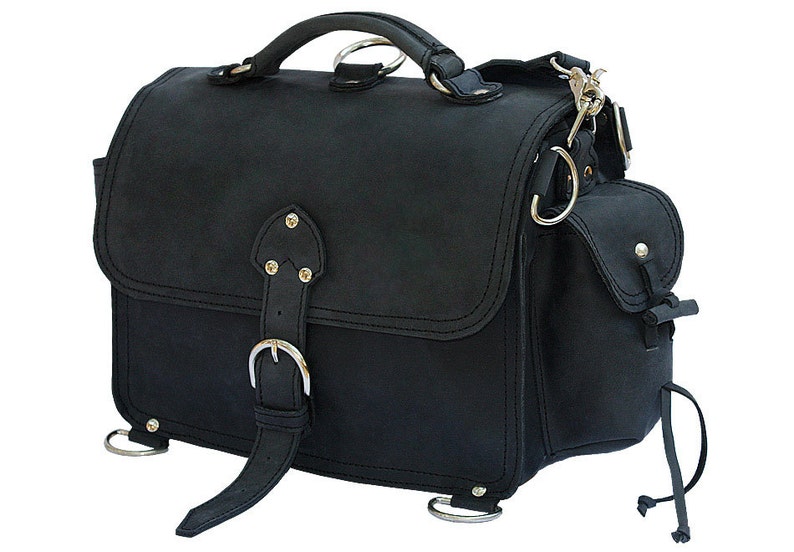Leather Satchel Messenger Bag, Purse SMALL Charcoal Black Distressed