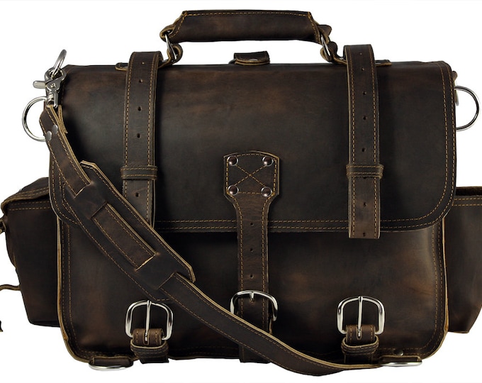 Made in USA Leather Briefcase Messenger Bag X-LARGE Rich - Etsy