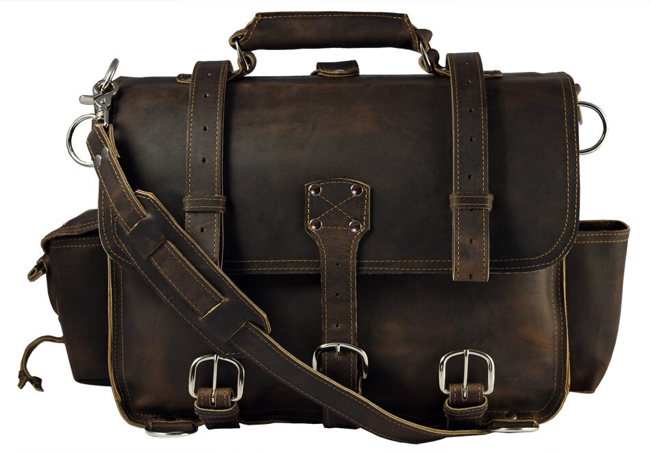 Made in USA Leather Briefcase Messenger Bag XLARGE Rich Etsy