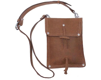 LARGE Leather Pouch Purse, iPad Case, Man Bag - Buckskin Tan