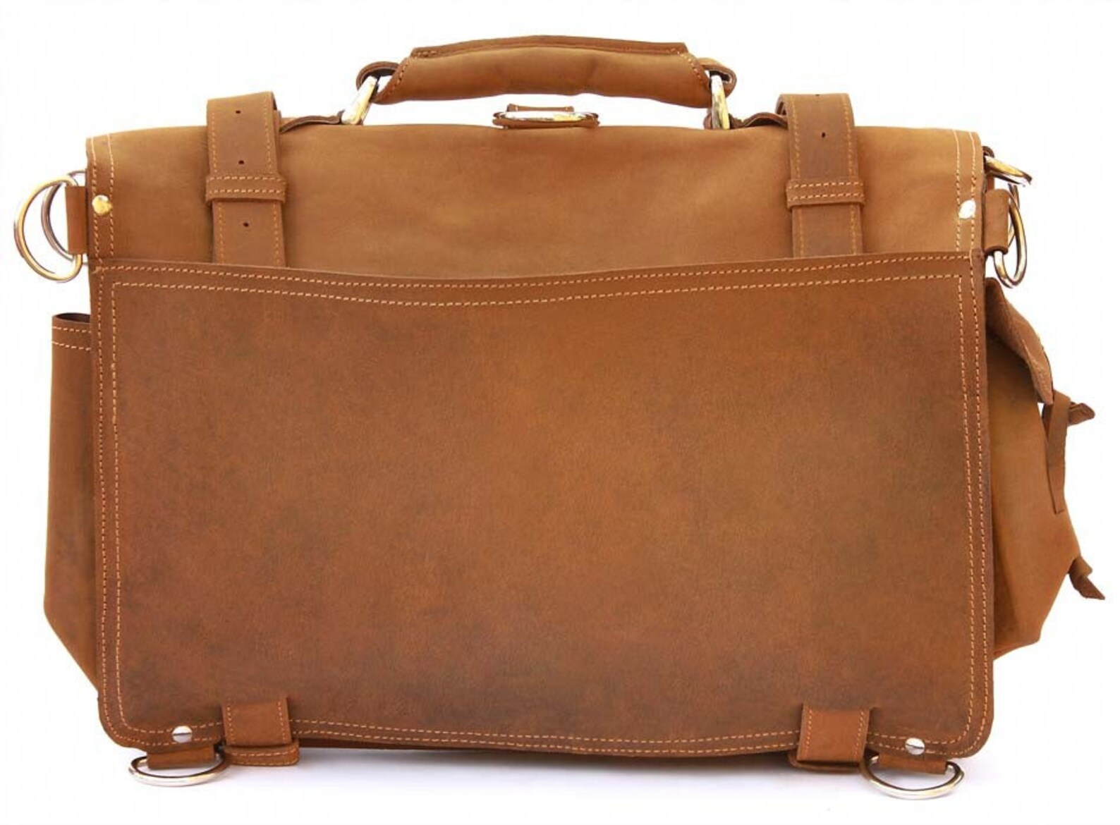 USA Made Messenger Bag Leather Briefcase Backpack LARGE Buckskin Tan