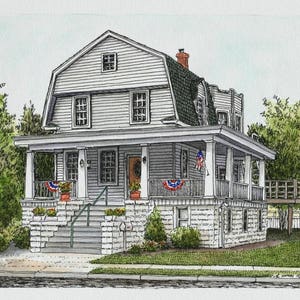 Custom House Portrait 10 X 8 Pen and Ink with Watercolor, Architectural Art Home Portrait, Housewarming Anniversary gift, Realtor Gift image 6