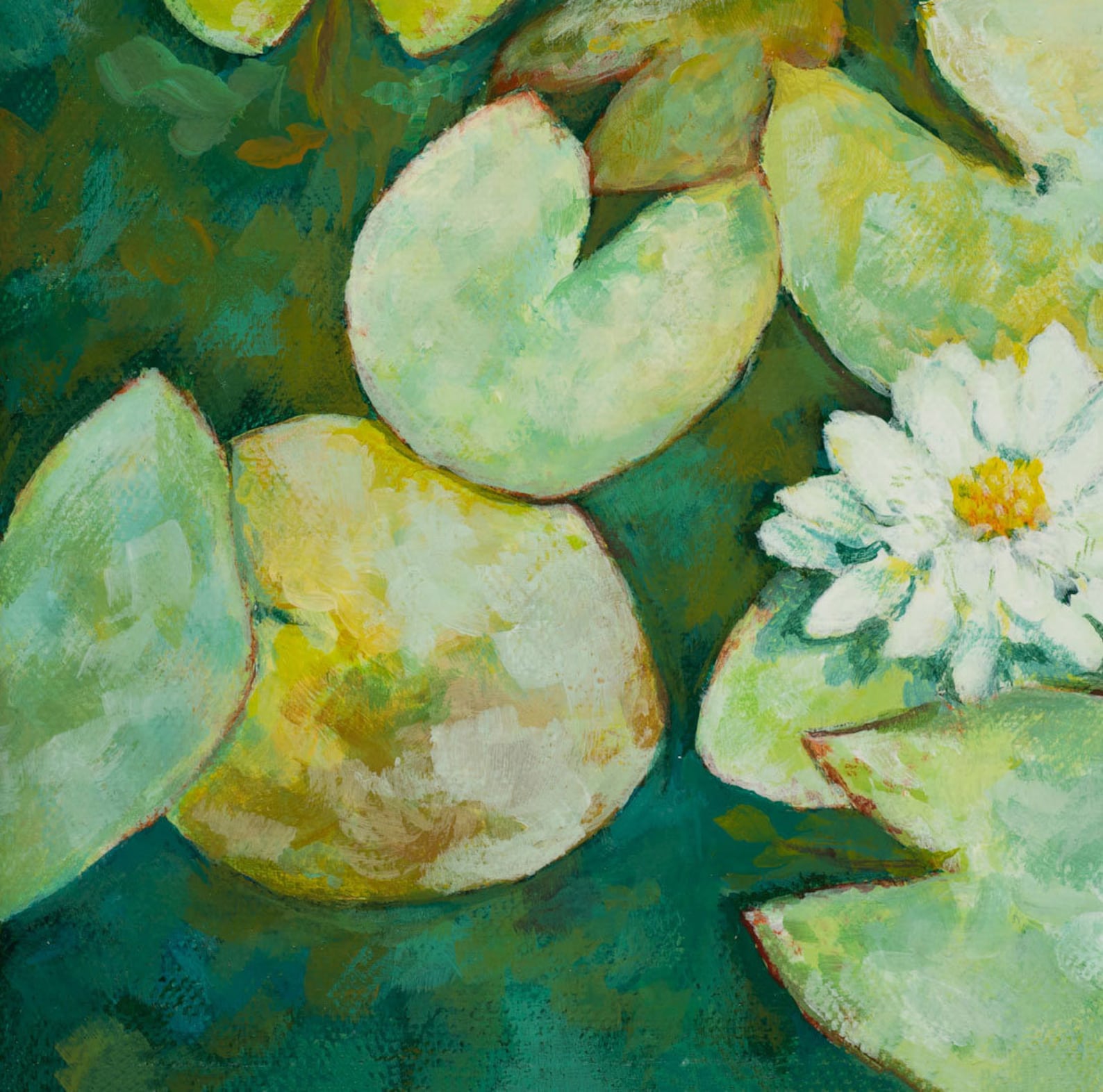 Lily Pad Canvas Painting 8x8 Acrylic Pond Art - Etsy