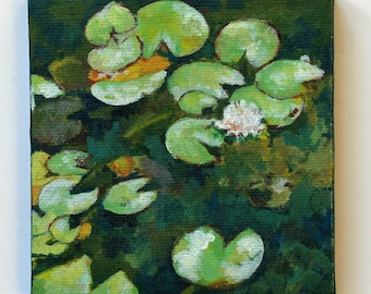 Mini 4x4 Lily Pad Canvas Painting Original Etsy De Mini 4x4 Lily Pad Canvas Painting Original Etsy De