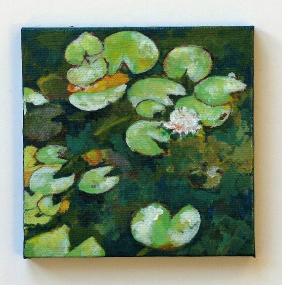 Mini 4x4 Lily Pad Canvas Painting Original Etsy De Mini 4x4 Lily Pad Canvas Painting Original Etsy De