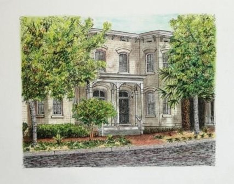 Custom Home Portrait, 14x9 Pastel Pen and Ink, Architectural Art, House Portrait, Realtor Housewarming Gift, Anniversary Retiremnt Gift image 5