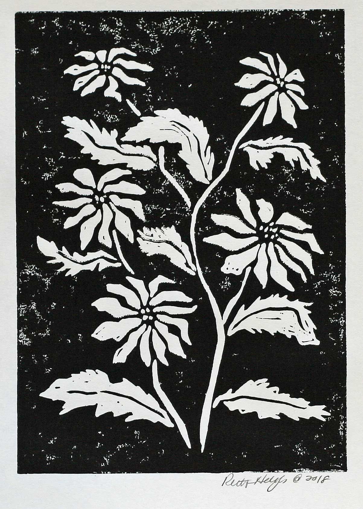 Still life botanical print 5x7 black original linocut home | Etsy
