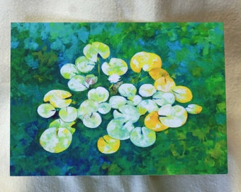Lily pad note card, set of 3, blank all occasion stationery with envelope