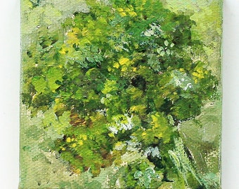 Mini Broccoli Painting: Original Acrylic Kitchen Art with Stand (3"x3")