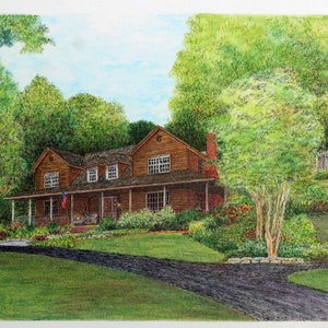 Custom Home Portrait, 14x9 Pastel Pen and Ink, Architectural Art, House Portrait, Realtor Housewarming Gift, Anniversary Retiremnt Gift image 9