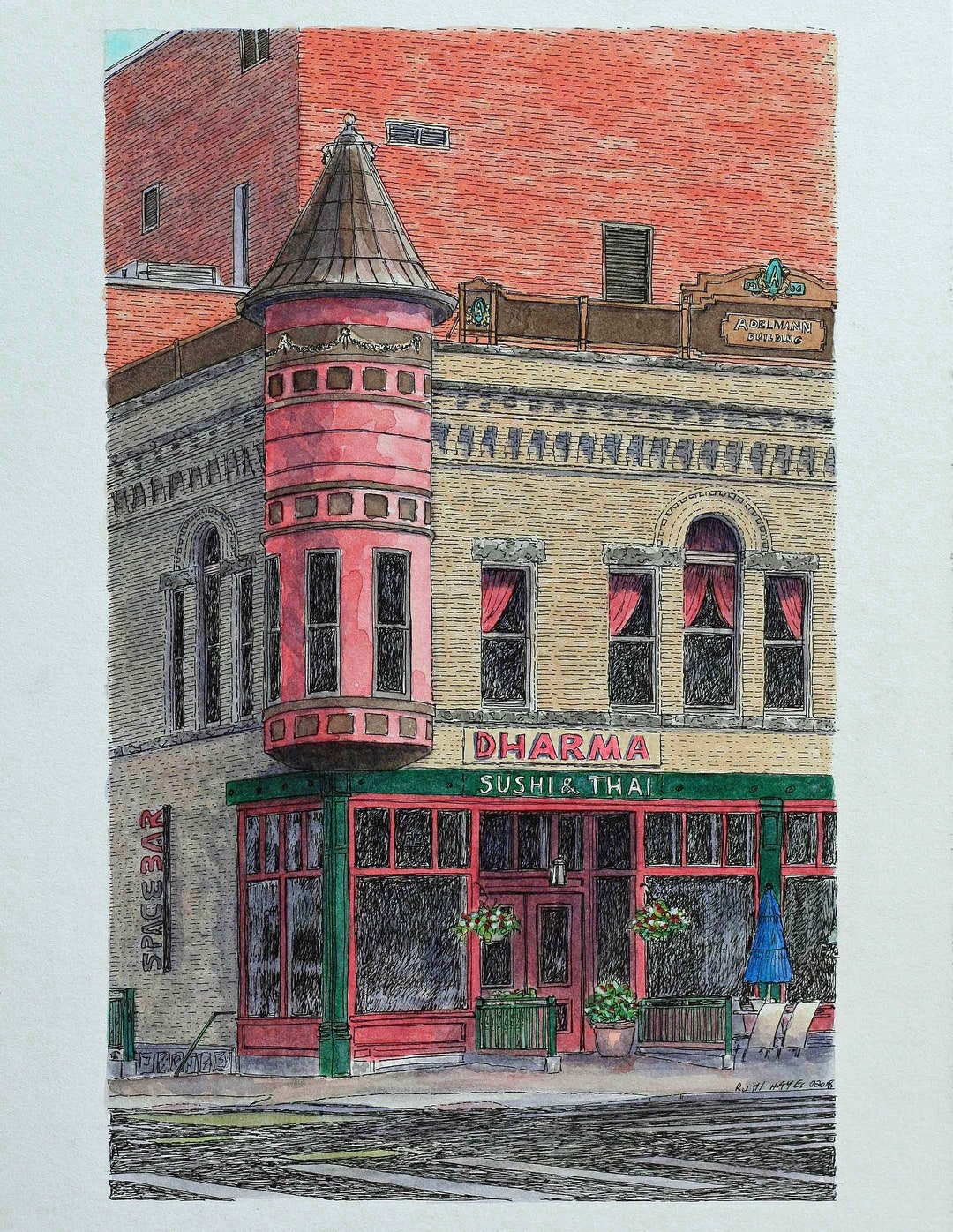 Adelmann Building Boise Idaho Architectural Art Watercolor Etsy