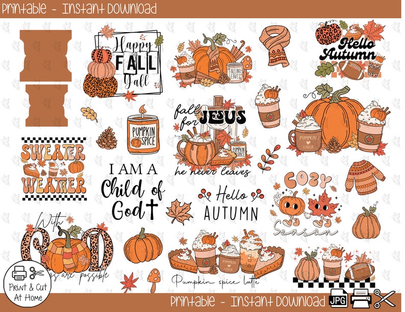 Hello Autumn Fall for Jesus Bible Journaling Printable Stickers - Etsy