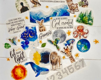 Genesis - Creation Sticker Pack - Jesus - Religious Bible Study - Journaling - Printed Stickers