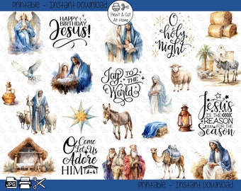 Nativity Bible Scripture Verses Study Journaling Printable Stickers
