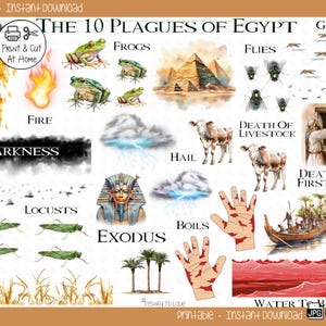Exodus - The 10 Plagues of Egypt - Moses - Christian - Digital Planner Stickers - Religious - Bible Study - Journaling - Printable Stickers