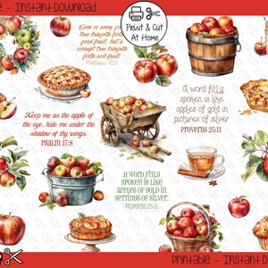 Fall Apple Harvest Bible Study Journaling Planner Printable Stickers