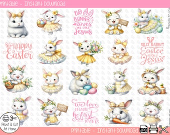 Easter Bunny Bible Scripture Planner Journaling Printable Stickers