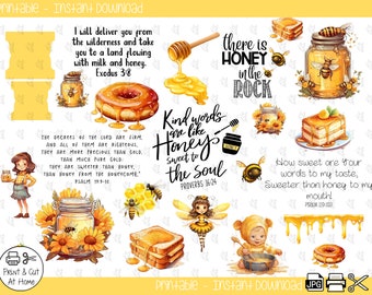 Honey In The Rock Bible Journaling Printable Stickers