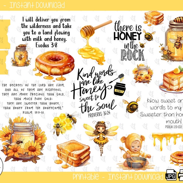 Honey In The Rock Bible Journaling Printable Stickers