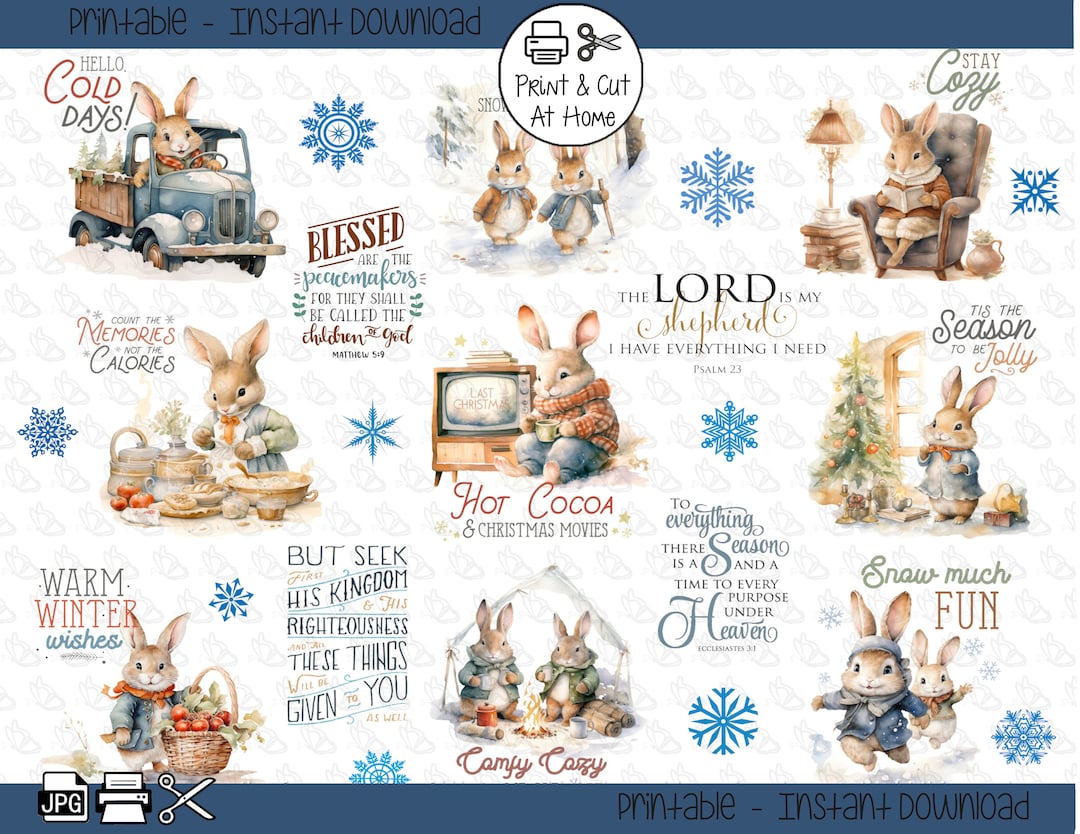 Bunnies & Snowflakes Bible Scripture Verses Study Journaling Printable