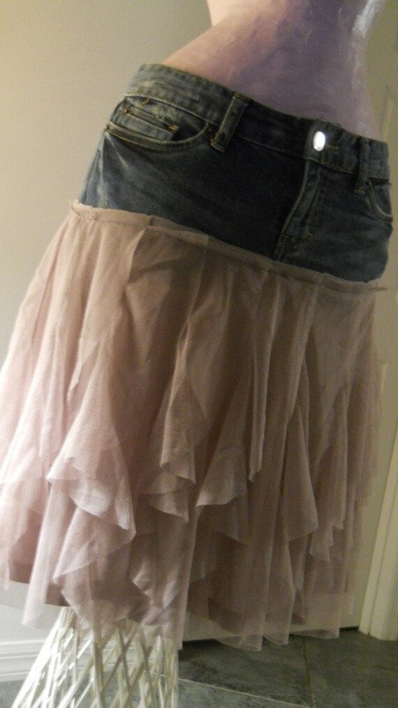 tulle jean skirt