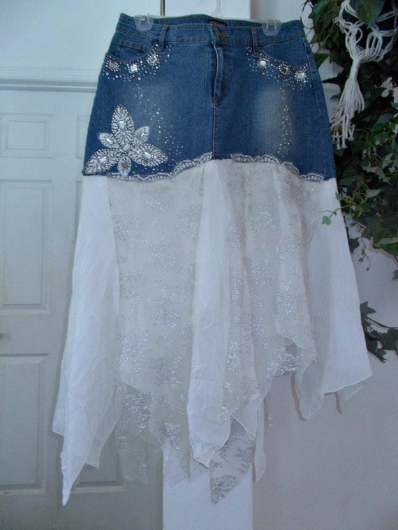 tulle jean skirt