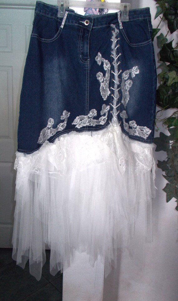 With Lace Trim White Denim Skirt Lace Topshop White Lace Up Mini