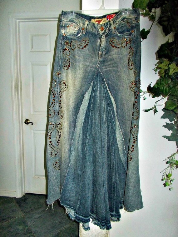 upcycled jean skirt
