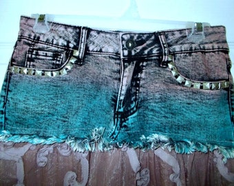 Studded Denim Skirt - Etsy